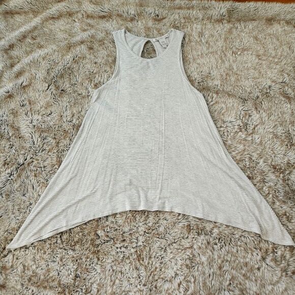 American Rag Tunic Tank with Long Side Tails White with Gray Stripes Size Medium - Picture 1 of 10